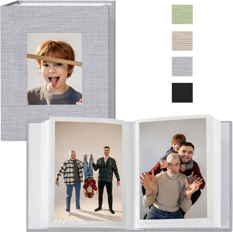 Sprsthai 4x6 Small Photo Album Photos Book, Linen Cover Photo Album, 50 Page Holds 100 Pictures, photobook for Anniversaries Vacations, Grey - Image 1
